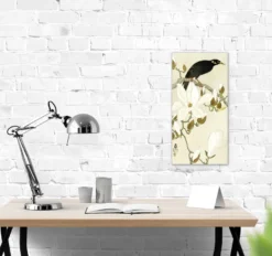 Myna Bird On Magnolia Branch Kunstdruck | Ohara Koson | 20x40 cm