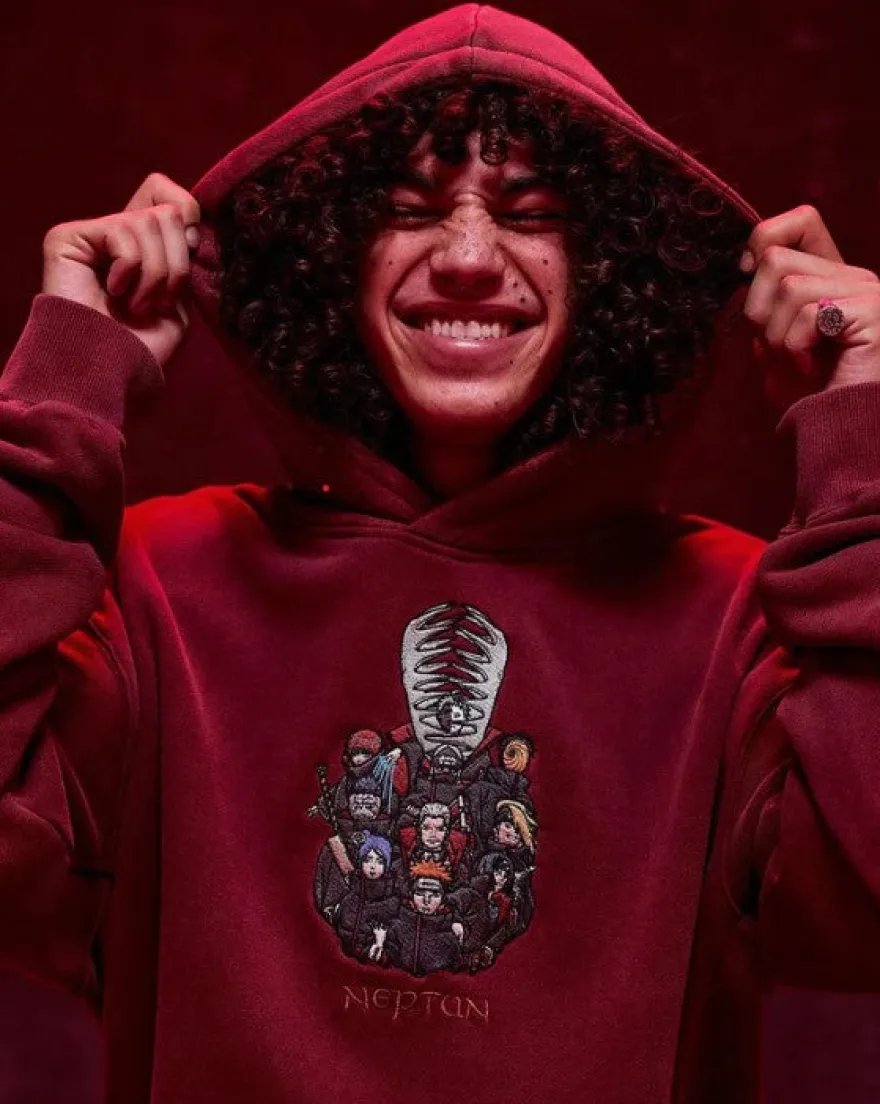 Naruto Akatsuki Graphic Hoodie Red Kapuzenpullover Rot Neptun
