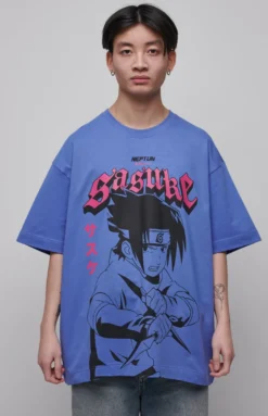 Naruto Graphic T-Shirt Blue Sasuke Uchiha Neptun