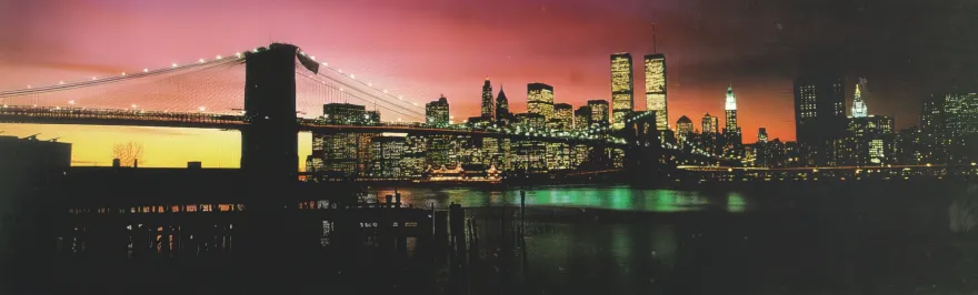 New York Poster Brooklyn Bridge im Sonnenuntergang