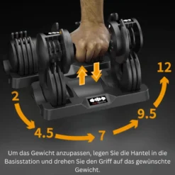 nurisports Set 2 verstellbare Hanteln 2 kg -12 kg