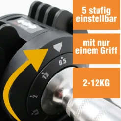 nurisports Set 2 verstellbare Hanteln 2 kg -12 kg