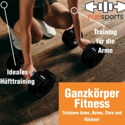 nurisports Set 2 verstellbare Hanteln 2 kg -12 kg