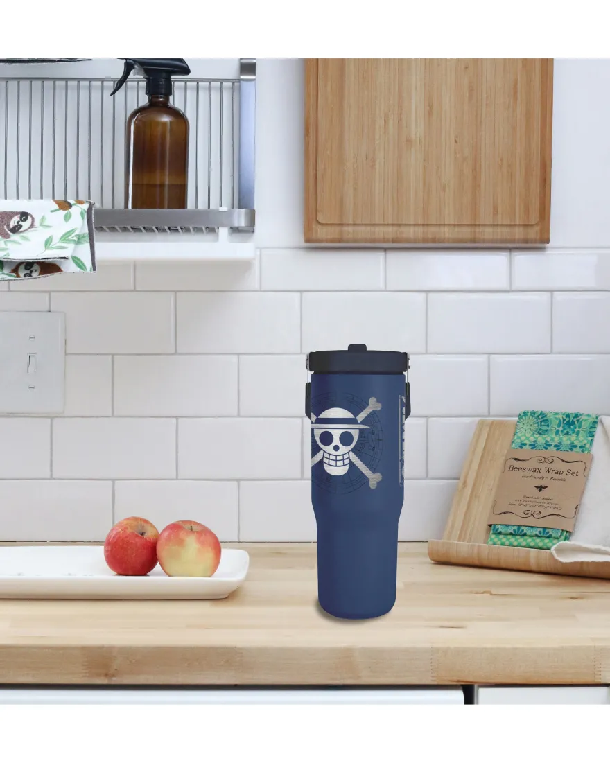 One Piece 30 oz Tumbler mit Griff & Flip-Strohhalm 0,85l