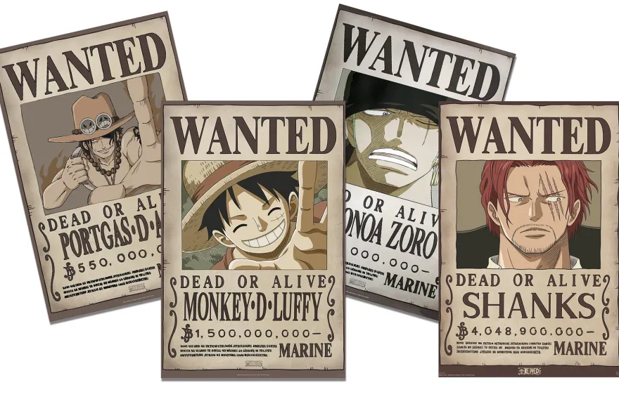 One Piece Poster 4-er Set Filmplakate Wanted