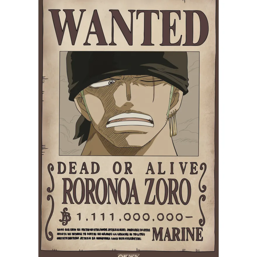 One Piece Poster Wanted Roronoa Zoro Wano