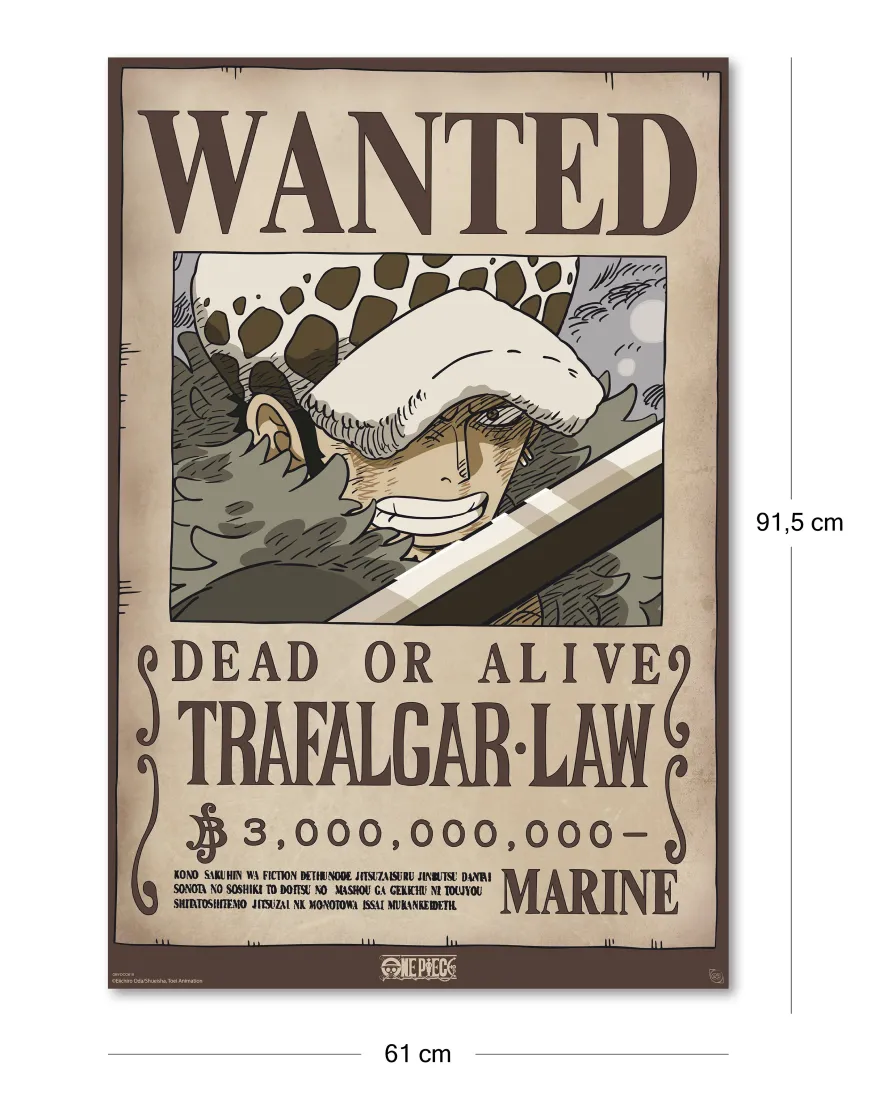 One Piece Poster Wanted Trafalgar D. Water Law