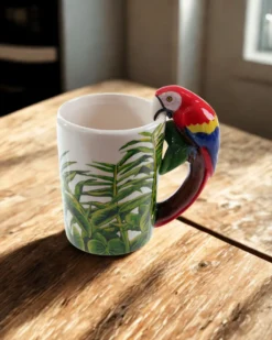 Papagei Tasse Ara, 3-D Henkel 2-er Set