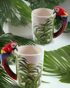 Papagei Tasse Ara, 3-D Henkel 2-er Set