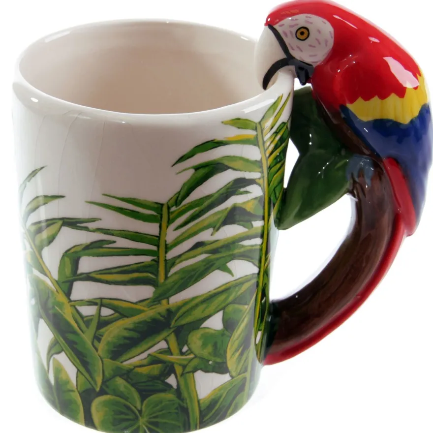 Papagei Tasse Ara, 3-D Henkel 2-er Set
