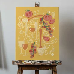 Pasta Paradise | Tomato and Wine | Playful Italian Pasta Illustration | by Aia Ueno