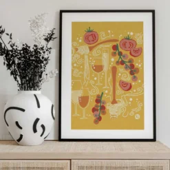Pasta Paradise | Tomato and Wine | Playful Italian Pasta Illustration | by Aia Ueno