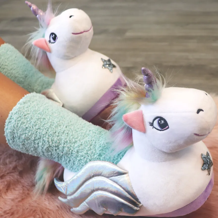 Pegasus Kinder Hausschuhe SLOFFIES One Size Kids Einhorn