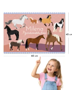 Personalisierte Pferde Schreibunterlage | Pferdemädchen | mit Wunschnamen | 40x60 cm