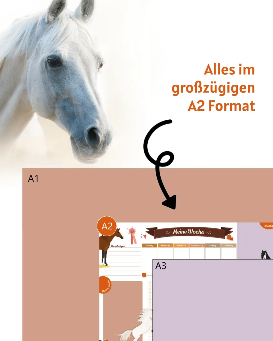 Pferde Schreibtischunterlage zum Abreißen