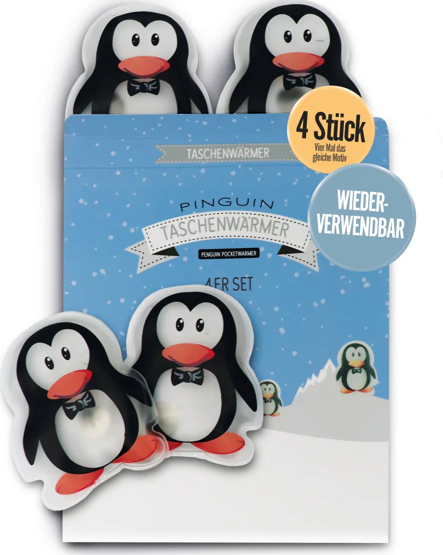 Pinguin Taschenwärmer 4er Set