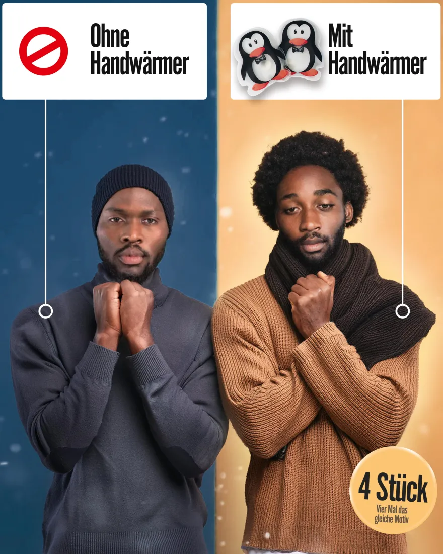 Pinguin Taschenwärmer 4er Set