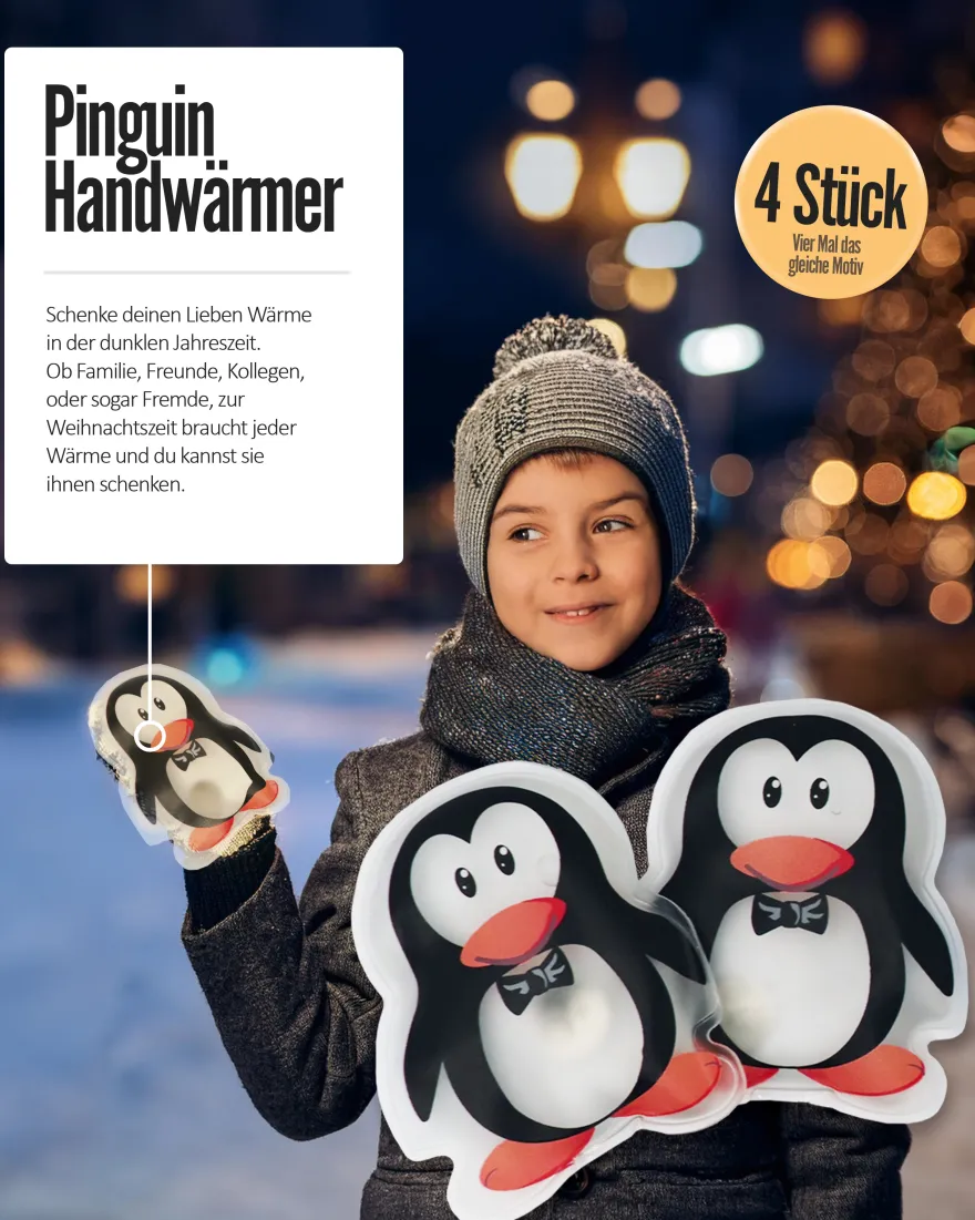 Pinguin Taschenwärmer 4er Set