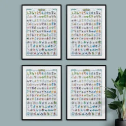 Pokemon Poster 4er-Set Region Kanto, Johto, Hoenn & Sinnoh