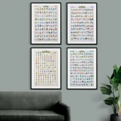 Pokemon Poster 4er-Set Region Kanto, Johto, Hoenn & Sinnoh