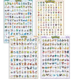 Pokemon Poster 4er-Set Region Kanto, Johto, Hoenn & Sinnoh