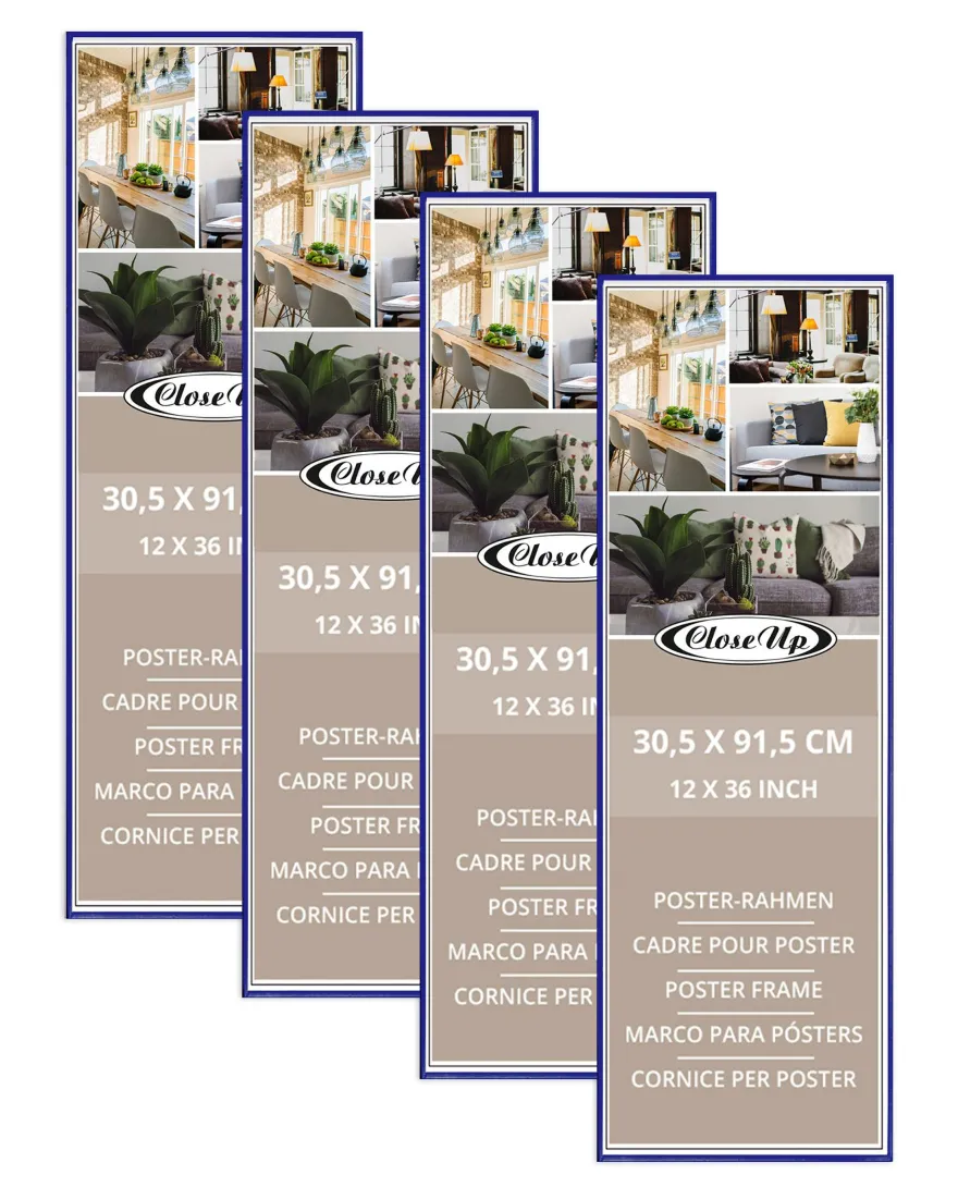 Posterrahmen 30,5 x 91,5 cm Blau 4-er Set