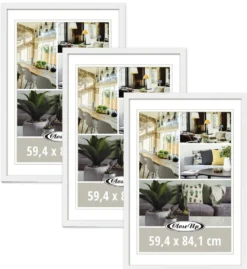 Posterrahmen 59,4 x 84,1 cm DIN A1 Holzdekor weiß 3er Set