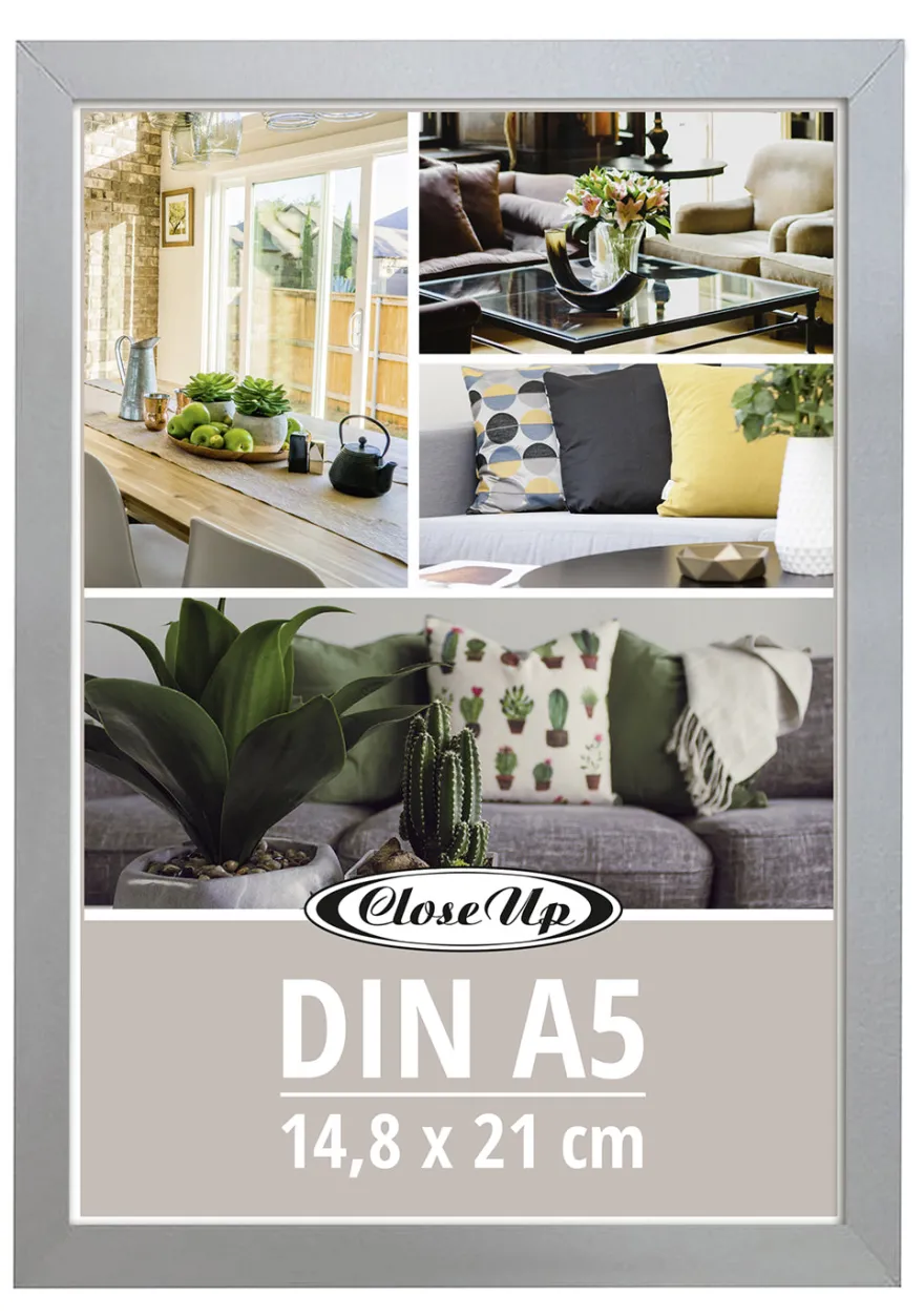 Posterrahmen 14,8 x 21 cm 2erSet (DIN A5) Holzdekor silber