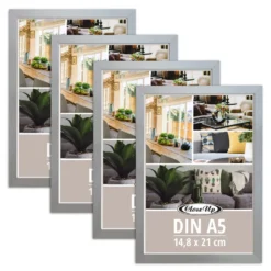 Posterrahmen 14,8 x 21 cm 4erSet (DIN A5) Holzdekor silber