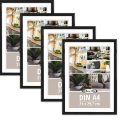 Posterrahmen 21 x 29,7 cm 4erSet DIN A4 Kunststoff schwarz