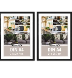 Posterrahmen 21 x 29,7 cm 2erSet DIN A4 Kunststoff schwarz