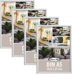 Posterrahmen 14,8 x 21 cm 4erSet DIN A5 Kunststoff weiß