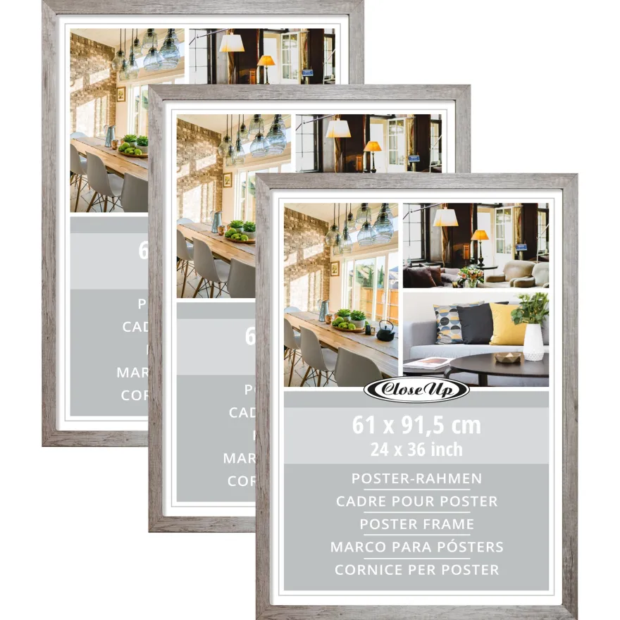 Posterrahmen 61 x 91,5 cm Holzdekor Driftwood 3er Set
