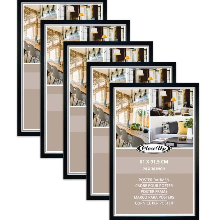 Posterrahmen 61 x 91,5 cm Holzdekor schwarz 5er Set