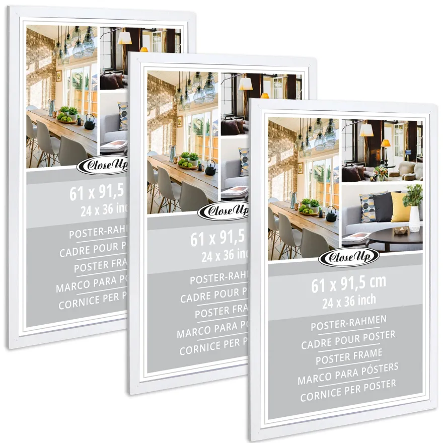Posterrahmen 61 x 91,5 cm Holzdekor weiß 3er Set