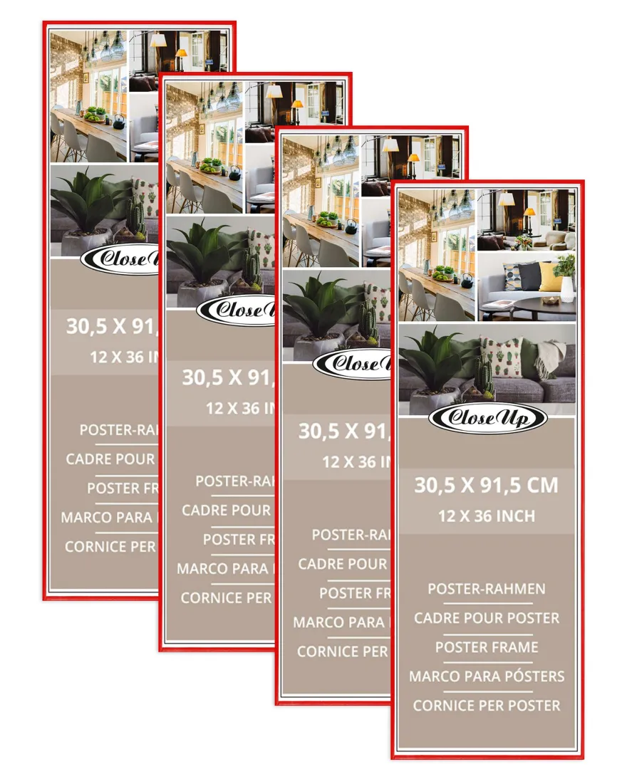 Posterrahmen 30,5 x 91,5 cm rot 4-er Set