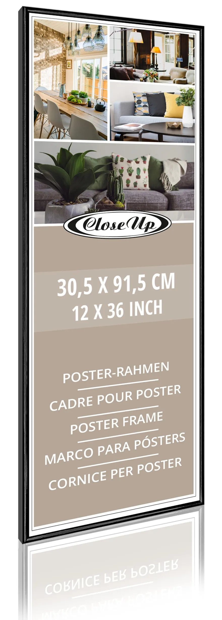 Posterrahmen 30,5 x 91,5 cm schwarz 4er Set