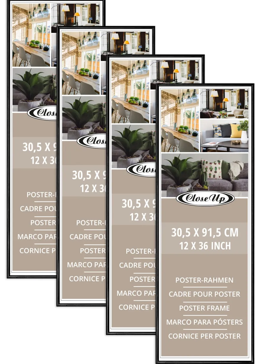 Posterrahmen 30,5 x 91,5 cm schwarz 4er Set