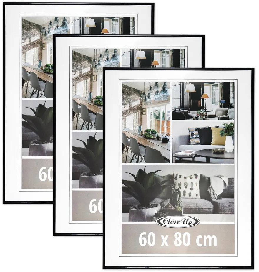 Posterrahmen 60 x 80 cm schwarz, 3er Set