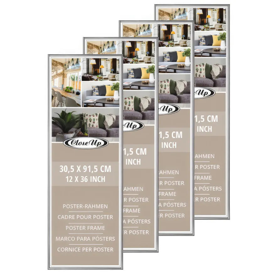 Posterrahmen 30,5 x 91,5 cm silber 4-er Set