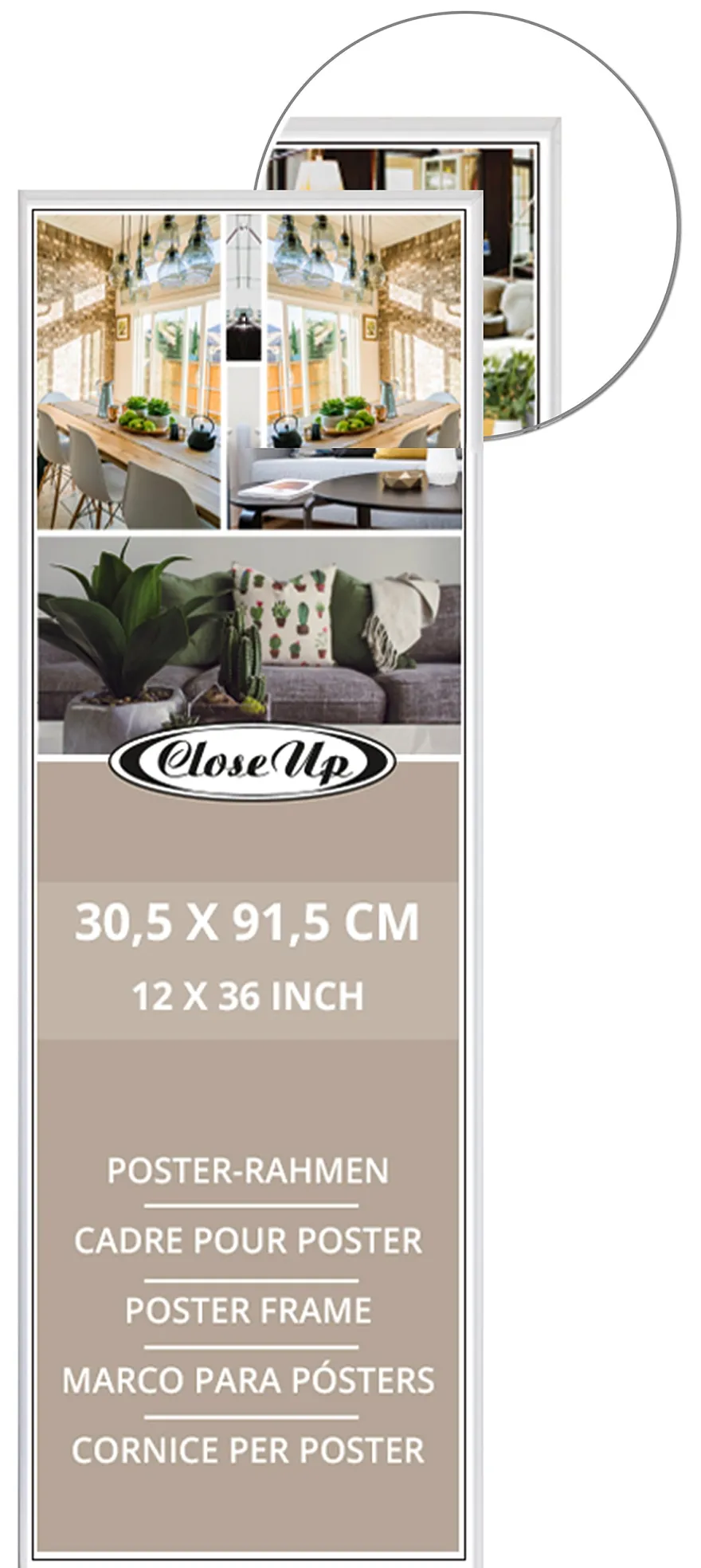 Posterrahmen 30,5 x 91,5 cm weiß 4er Set