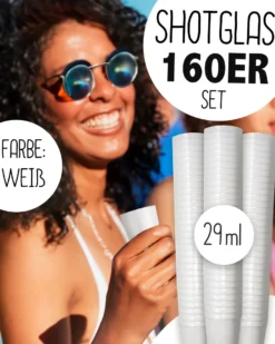 Schnapsglas Shotglas Set aus PP 160 Stück Weiß