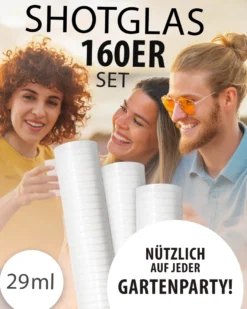 Schnapsglas Shotglas Set aus PP 160 Stück Weiß