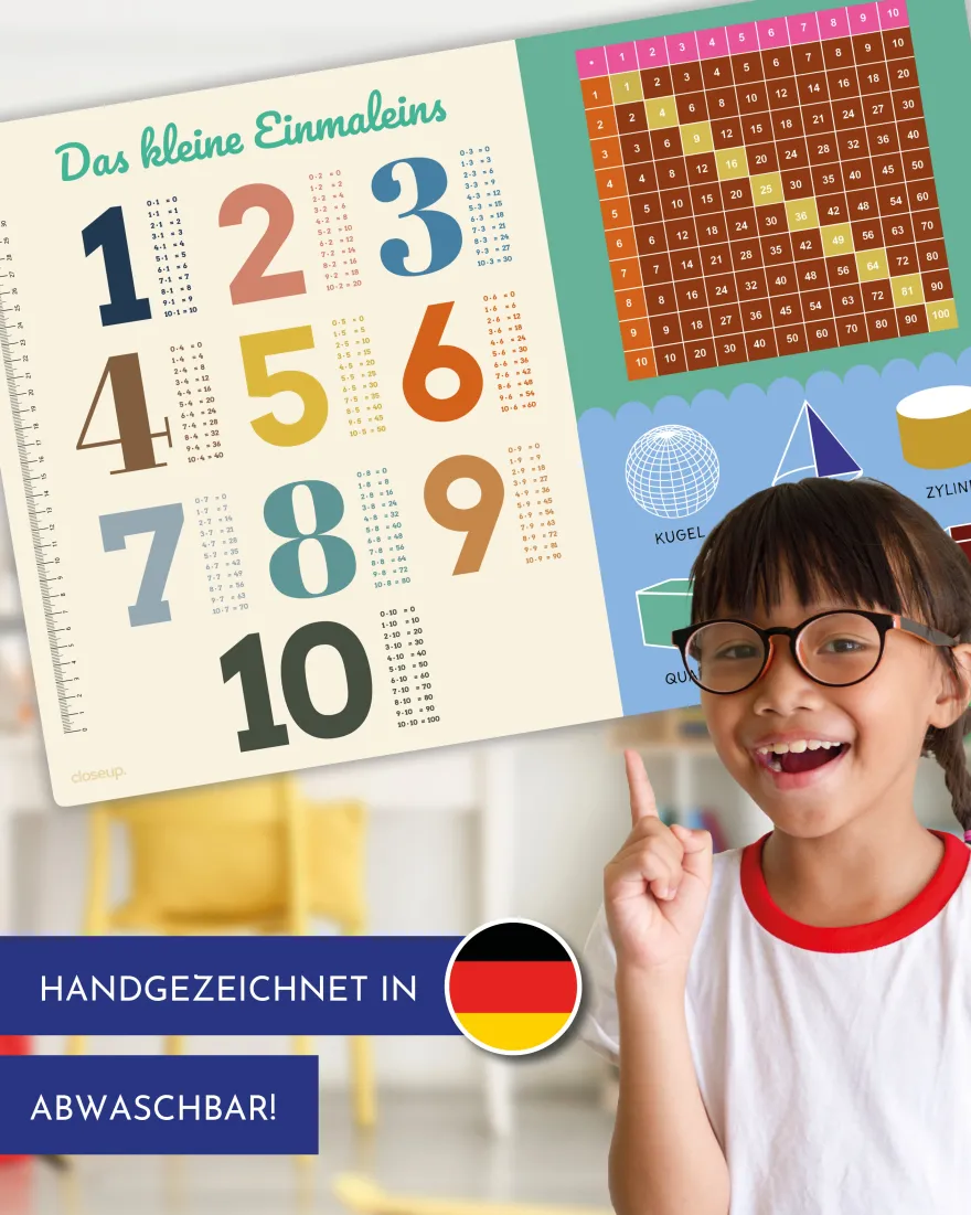 Schreibtischunterlage Das kleine 1x1 für Kinder