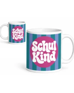 Schulkind Tasse 180 ml - mit 'Schulkind' Aufschrift - mit Streifen Design