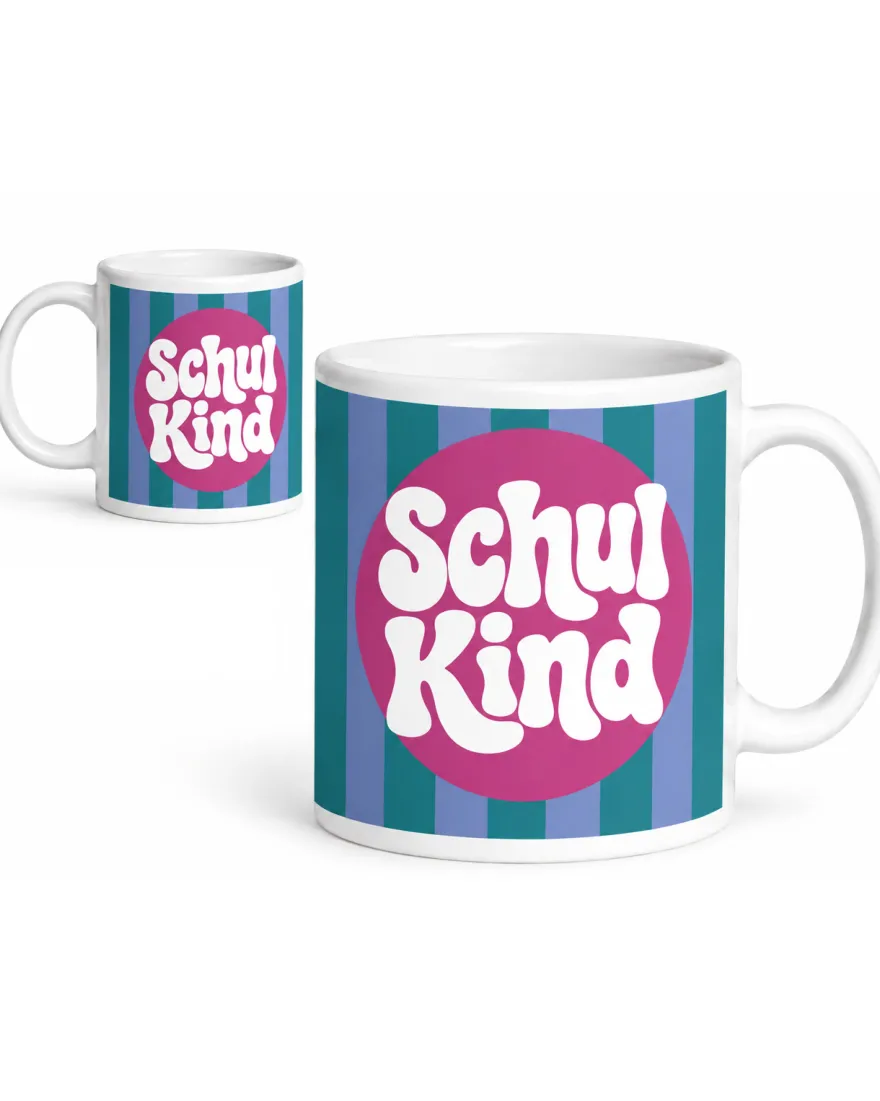 Schulkind Tasse 180 ml - mit 'Schulkind' Aufschrift - mit Streifen Design