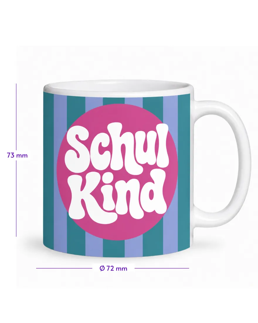 Schulkind Tasse 180 ml - mit 'Schulkind' Aufschrift - mit Streifen Design
