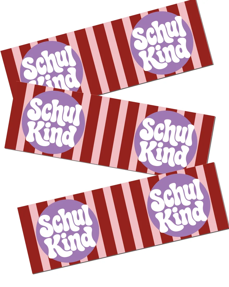 Schulkind Tasse 180 ml - mit 'Schulkind' Aufschrift - peppiges gestreiftes Design