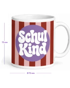 Schulkind Tasse 180 ml - mit 'Schulkind' Aufschrift - peppiges gestreiftes Design