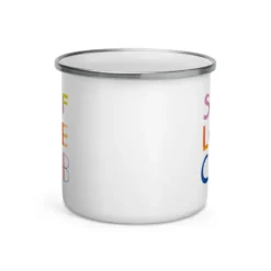 Self Love Club Emaille Tasse – Bunte Retro Becher mit Selbstliebe-Motiv | Leicht & Robust | Handgefertigte Emailletasse mit Spruch | Geschenk für Frauen, Freundinnen, Achtsamkeit & Empowerment